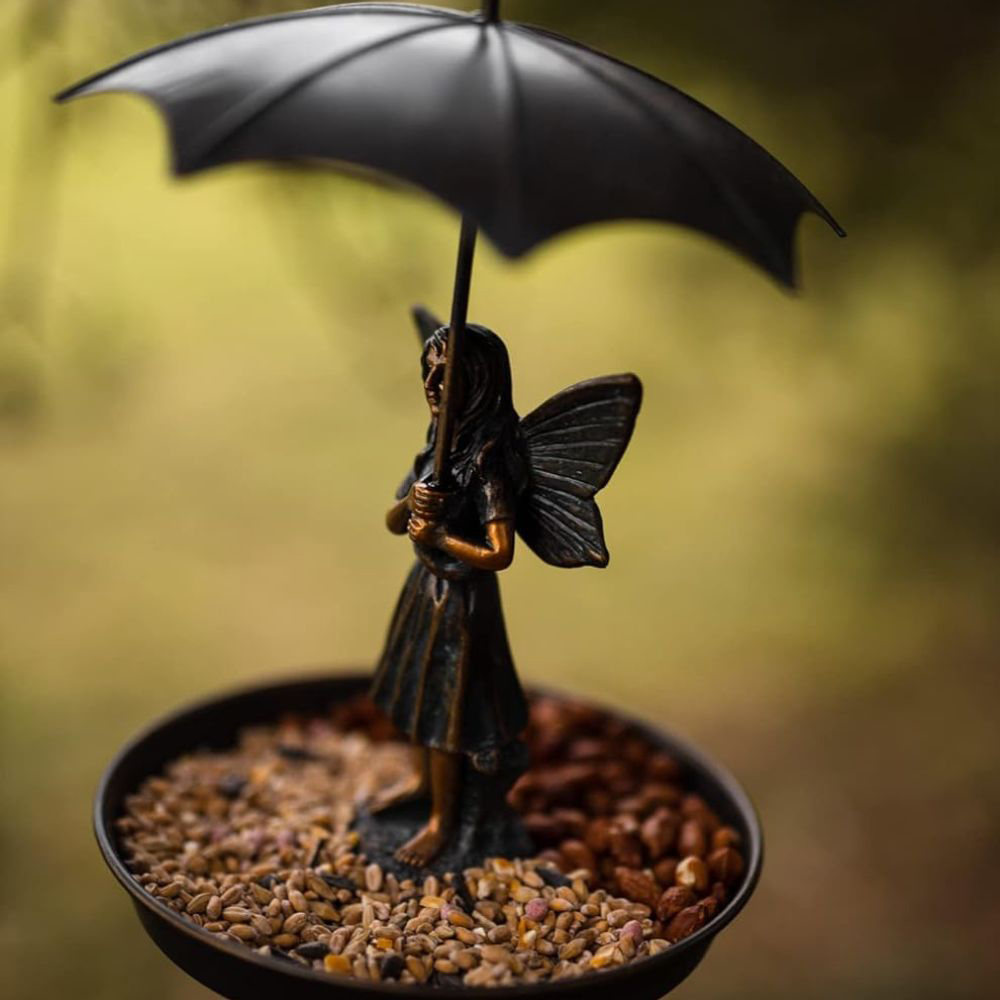 Marco Paul Resin Fairy with Umbrella Bird Feeder Image 4