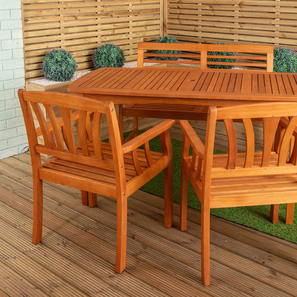 Samuel Alexander 4 Seater Wooden Garden Dining Bench Set Image 7