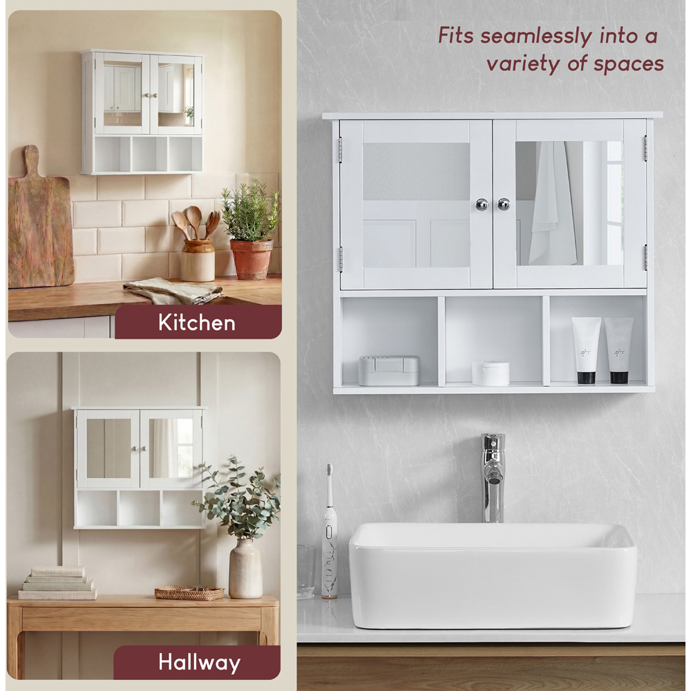 BATH VIDA Priano White 2 Door Mirror Bathroom Cabinet Image 5