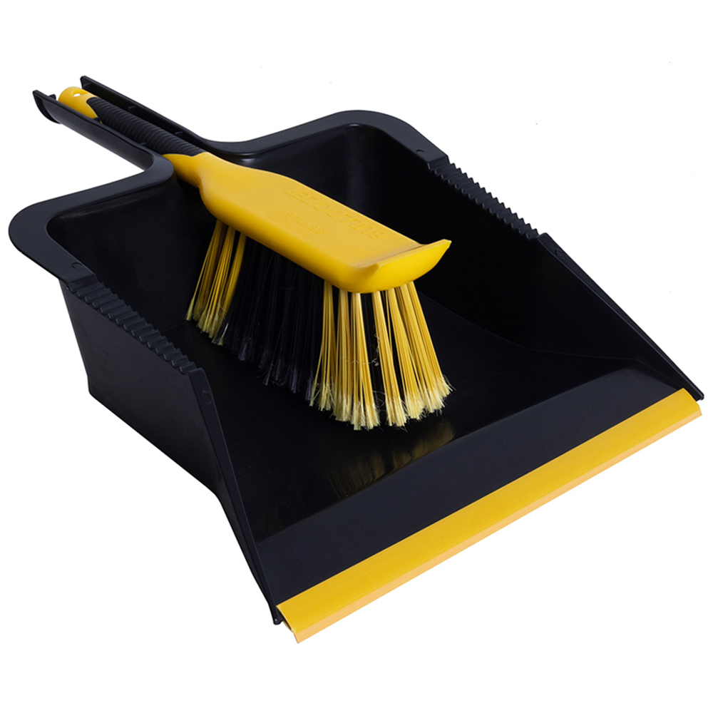 Charles Bentley Yellow Bulldozer Dustpan and Brush Set Image 1
