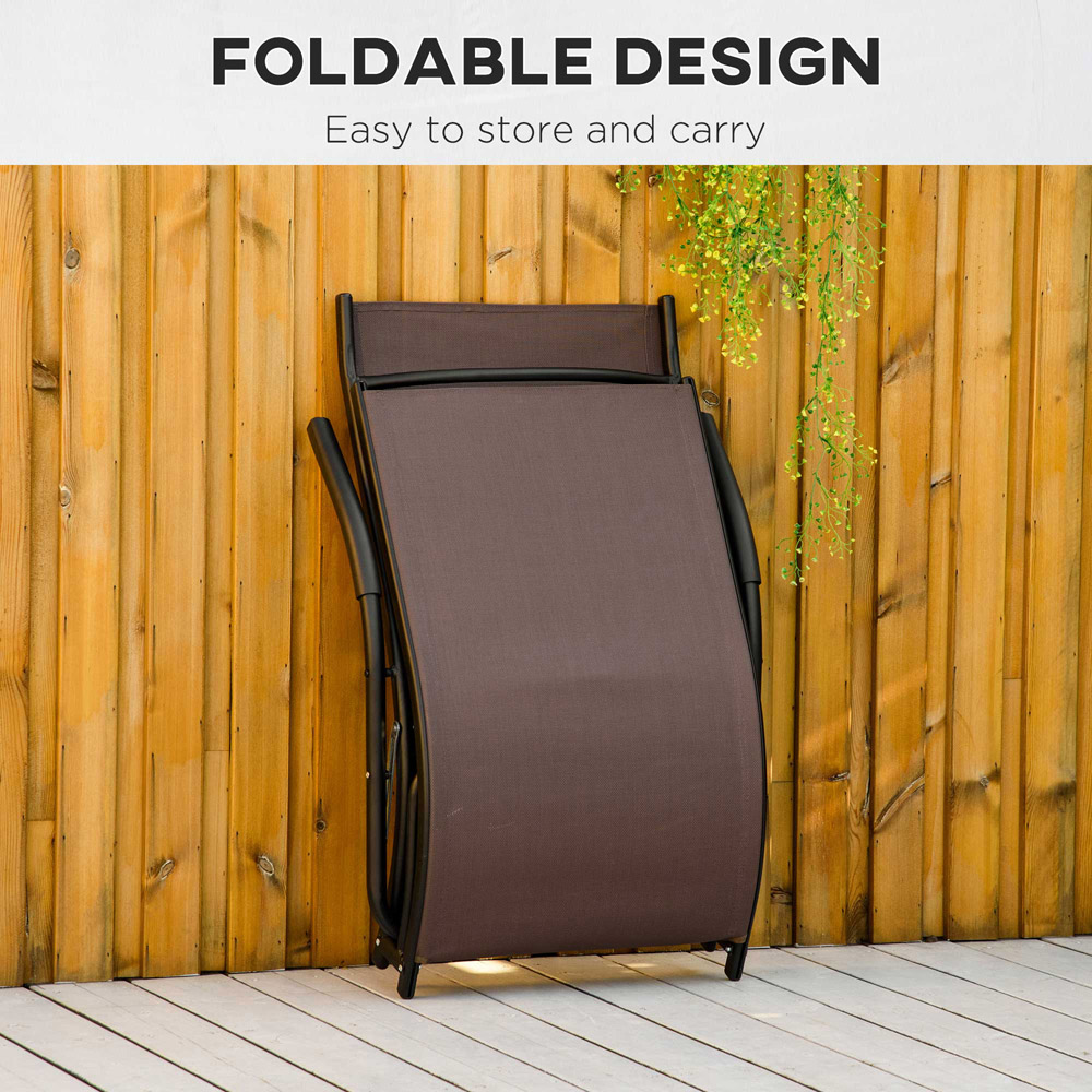 Outsunny Dark Brown Folding Recliner Sun Lounger Image 6