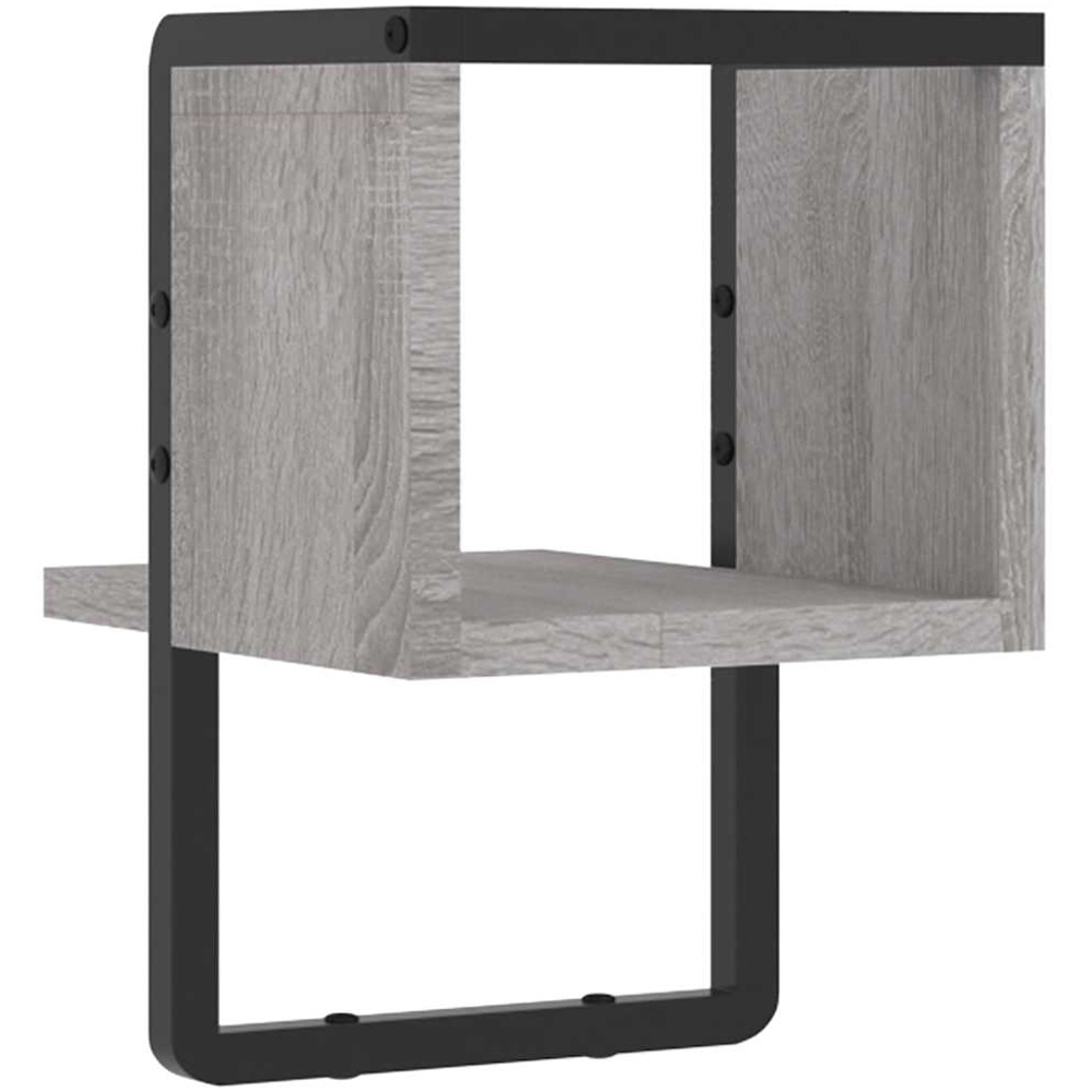 vidaXL Single Shelf Grey Sonoma Floating Wall Shelf with Bar Image 5