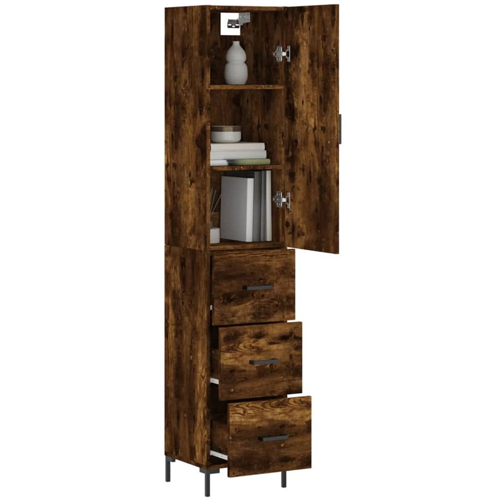 vidaXL Single Door 3 Drawer Smoked Oak Highboard Image 3