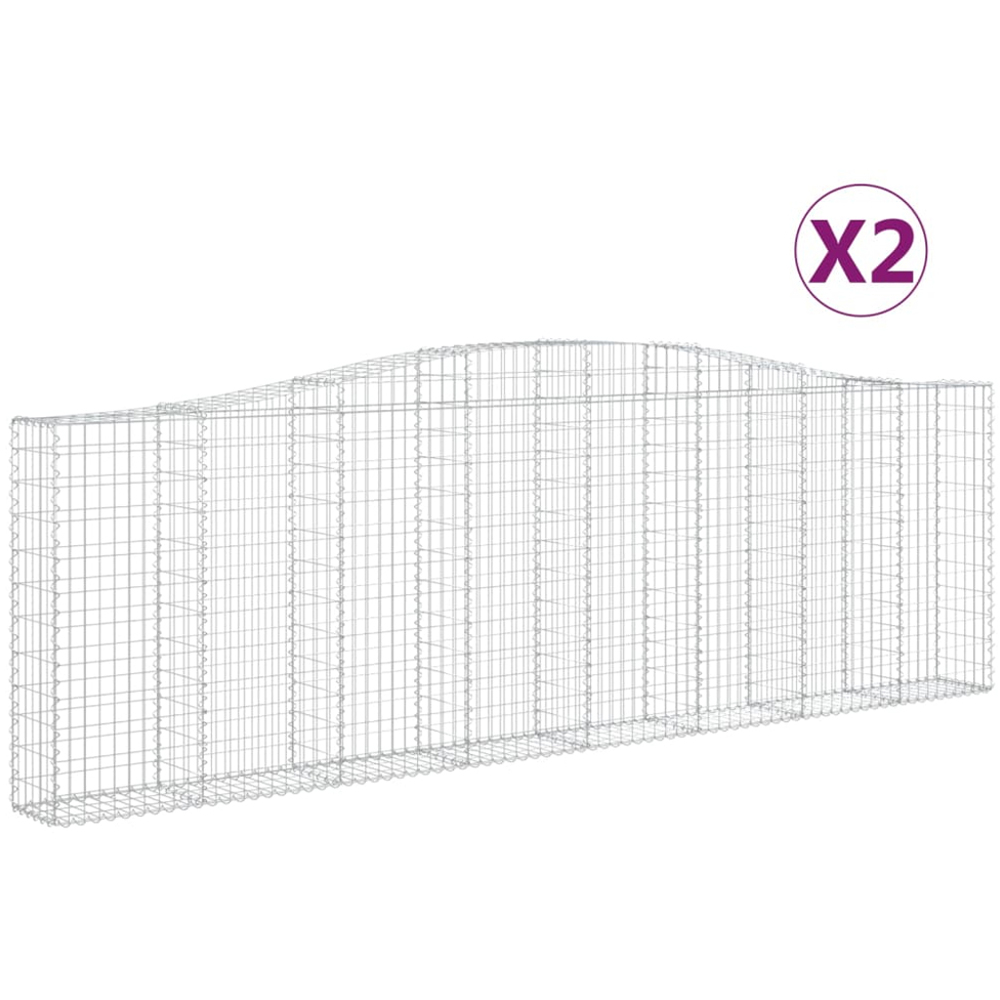 vidaXL Silver Galvanised Iron Arched Gabion Basket 400 x 30 x 120/140cm 2 Pack Image 4