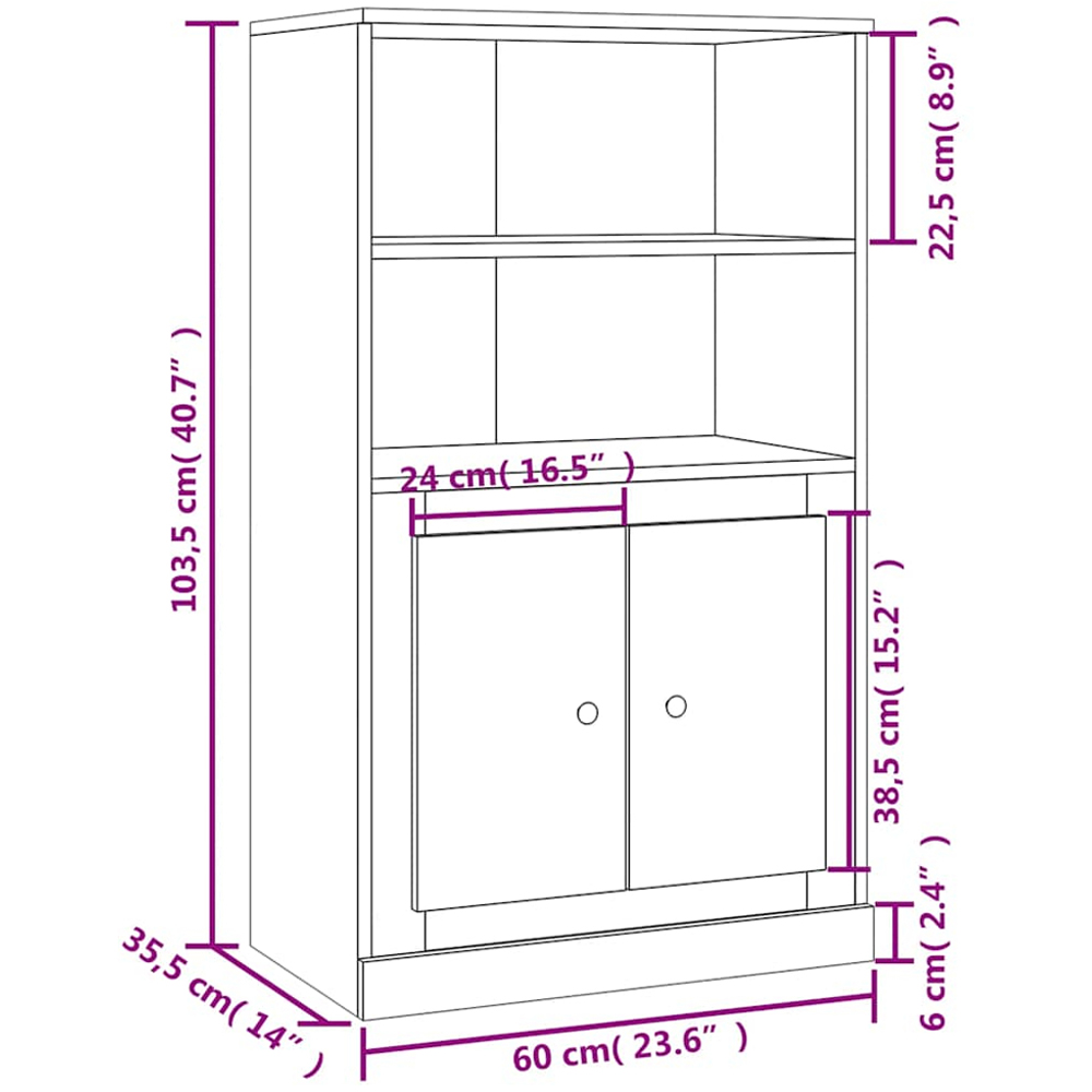 vidaXL 2 Door 2 Open Shelf Sonoma Oak Highboard Image 9