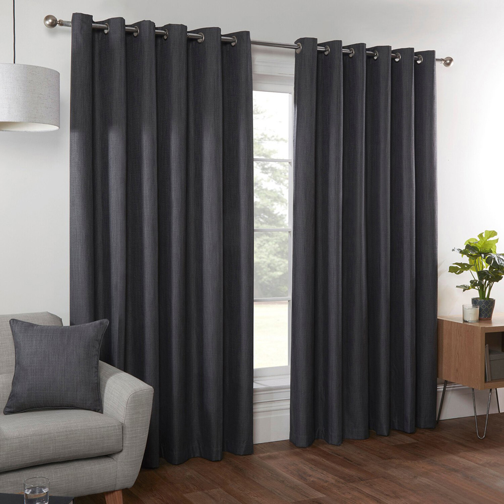 Divante Charcoal Hoxton Blackout Eyelet Curtains 168 x 183cm Image 6