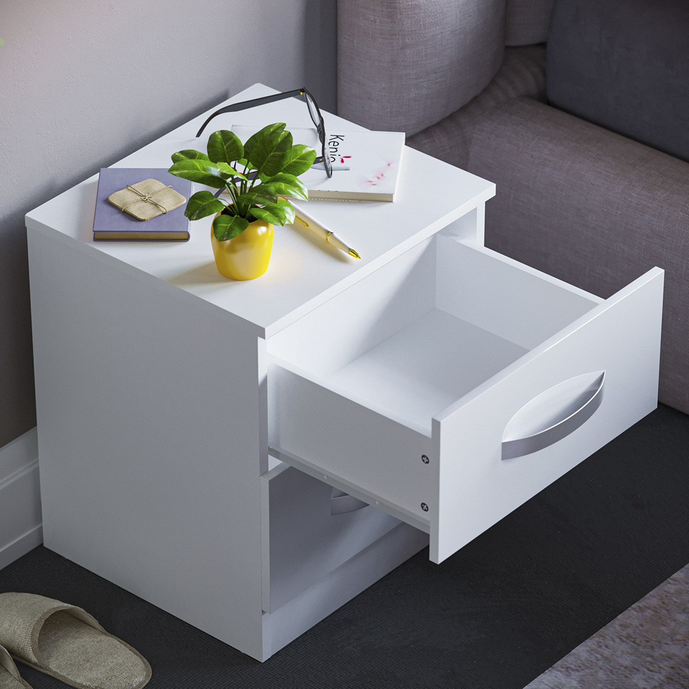 Vida Designs Hulio 2 Drawer White Bedside Table Image 5