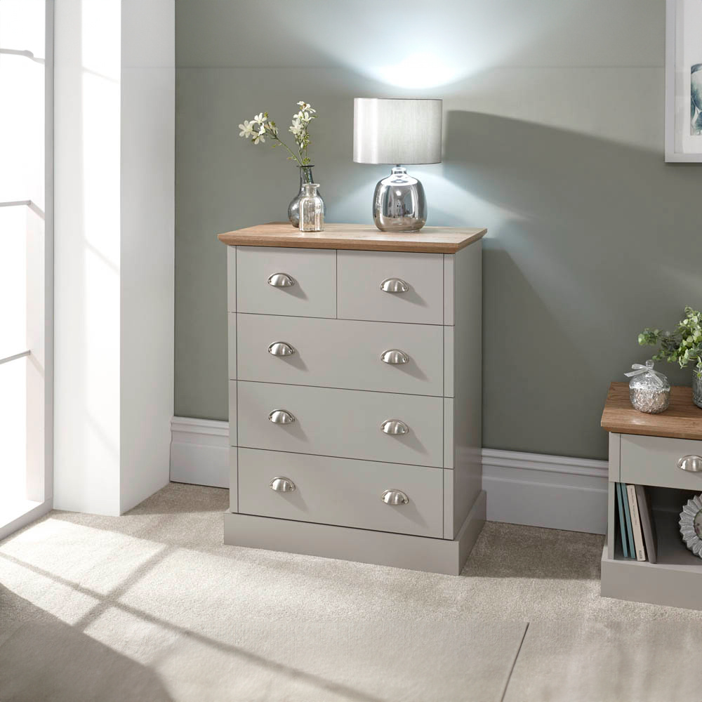 GFW Kendal 5 Drawer Grey Chest of Drawers Image 6