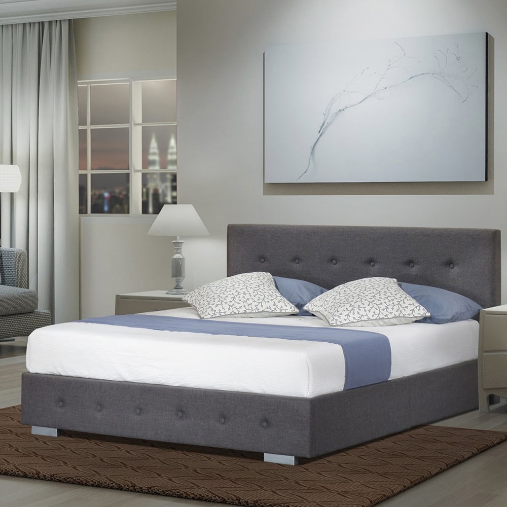 Home Treats Double Grey Ottoman Storage Bed Frame Image 1