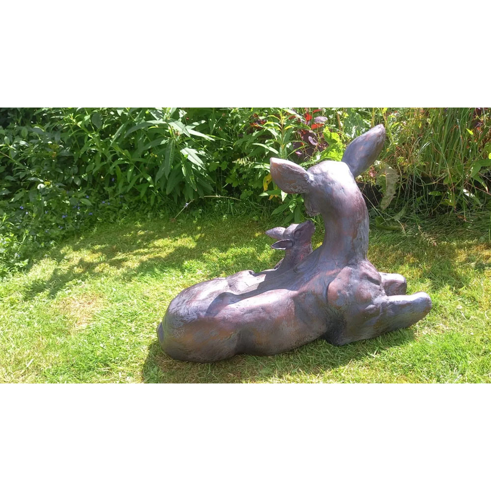 Inspirational Gifting Doe and Baby Fawn Polystone Resin Garden Ornament Large Image 6