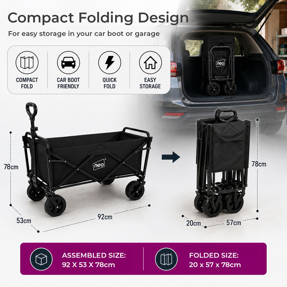 Neo Direct 140L Black Heavy Duty Folding Garden Trolley Cart Image 9
