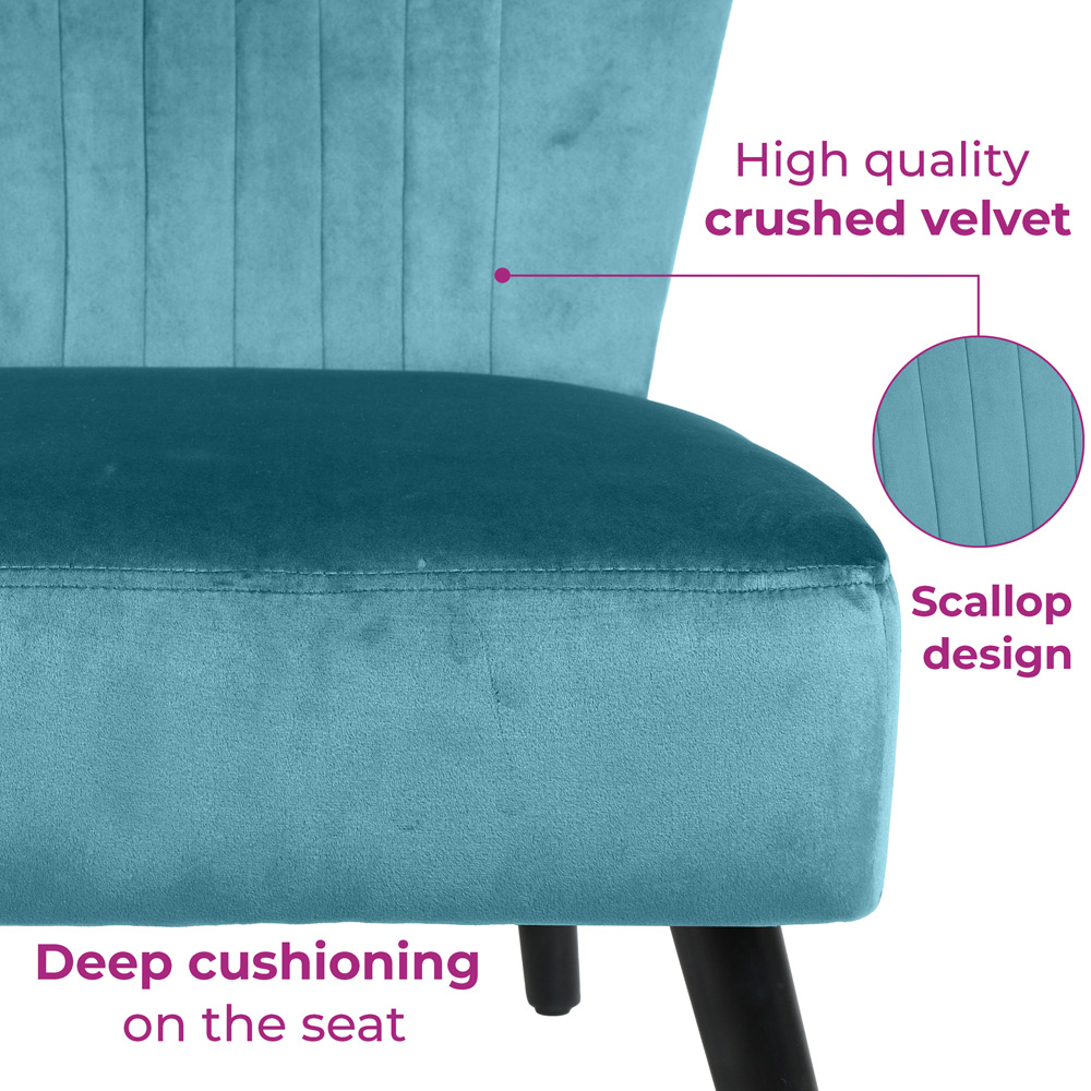 Neo Teal Velvet Shell Accent Chair with Black Legs Image 5
