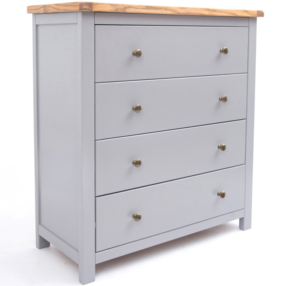 Mirano 4 Drawer Grey Chest of Drawers with Brass Knob and Legs Image 3
