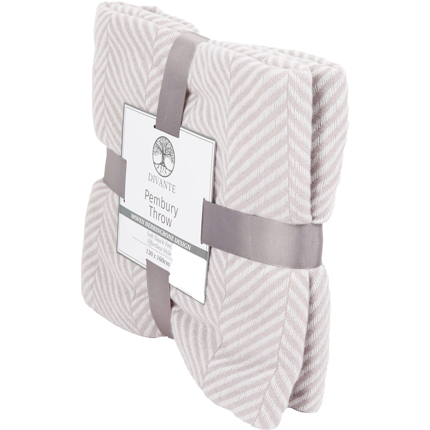 Divante Pembury Herringbone Throw Grey Wilko