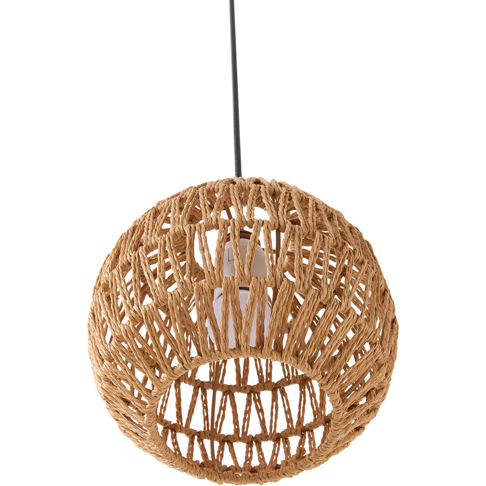 Living and Home Black Wood Colour Hand-Woven Hemp Rope E27 Pendant Light Image 3