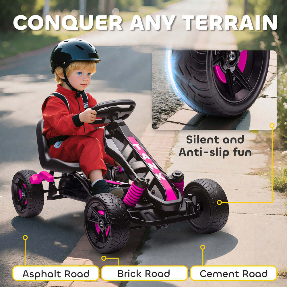Tommy Toys Kids Pedal Go Kart with Automatic Clutch Pink Image 6