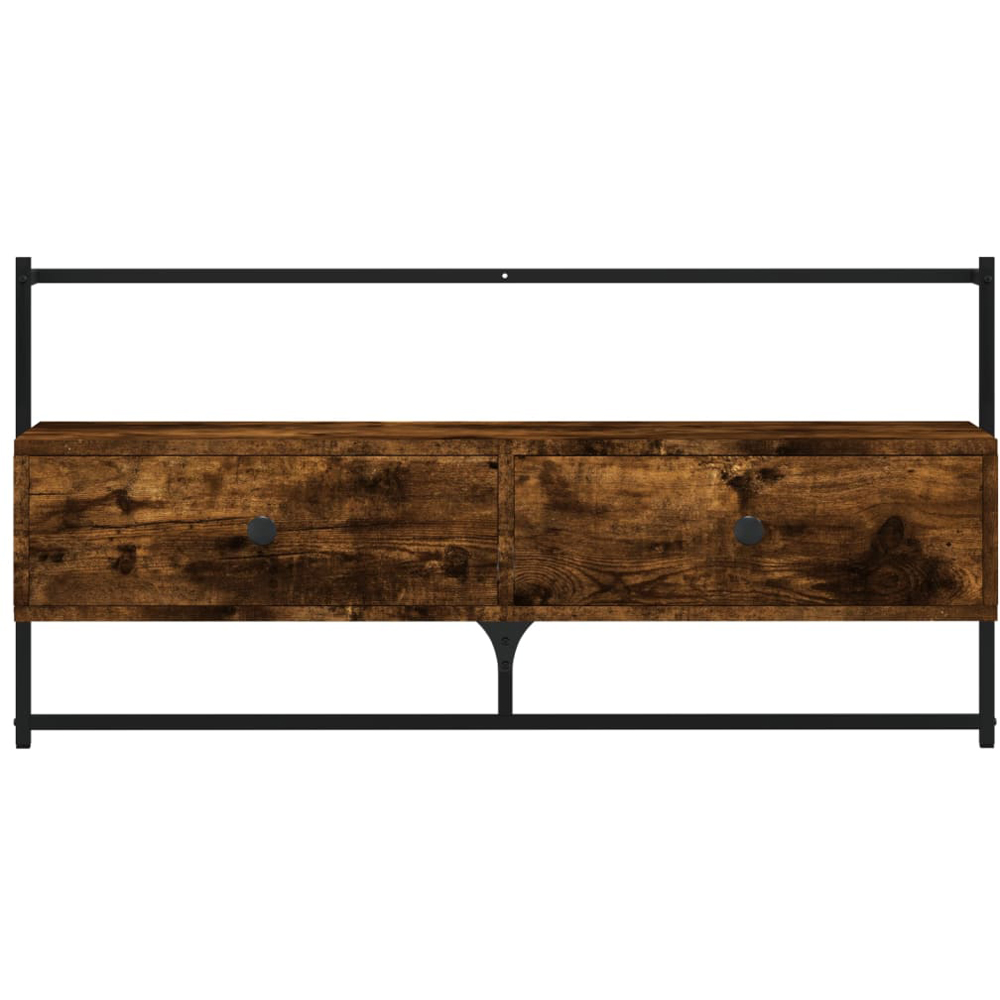vidaXL 2 Drawer Smoked Oak and Black TV Cabinet Image 4