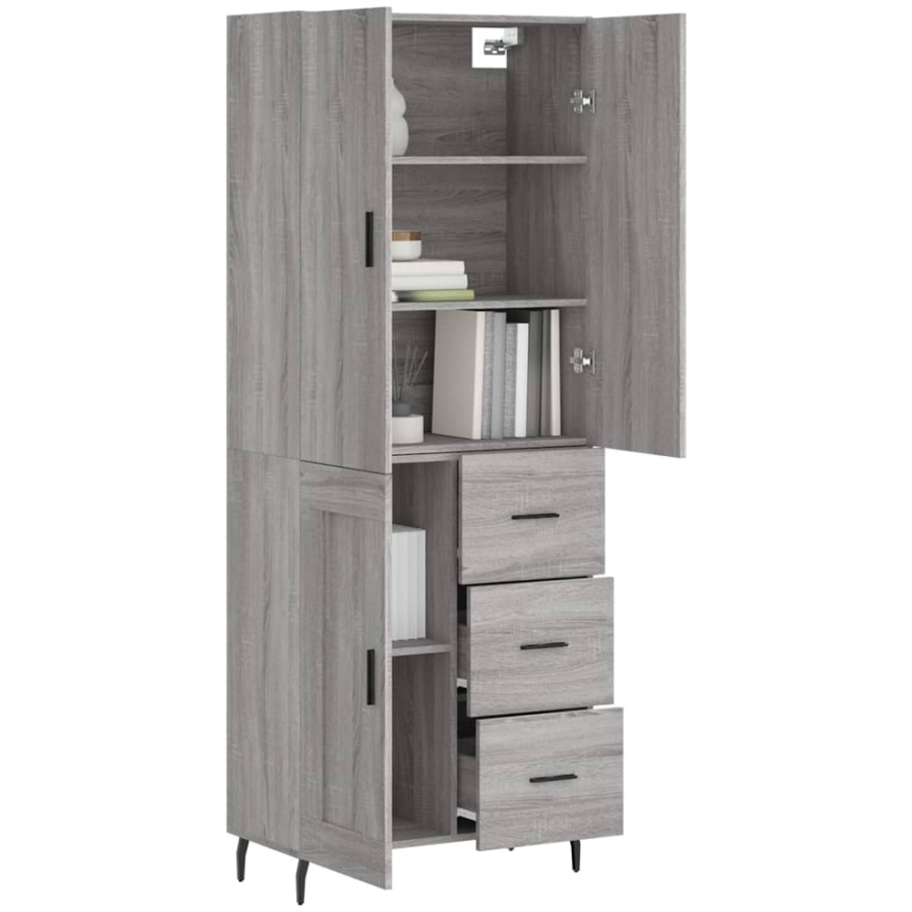 vidaXL 3 Door 3 Drawer Grey Sonoma Highboard Image 3