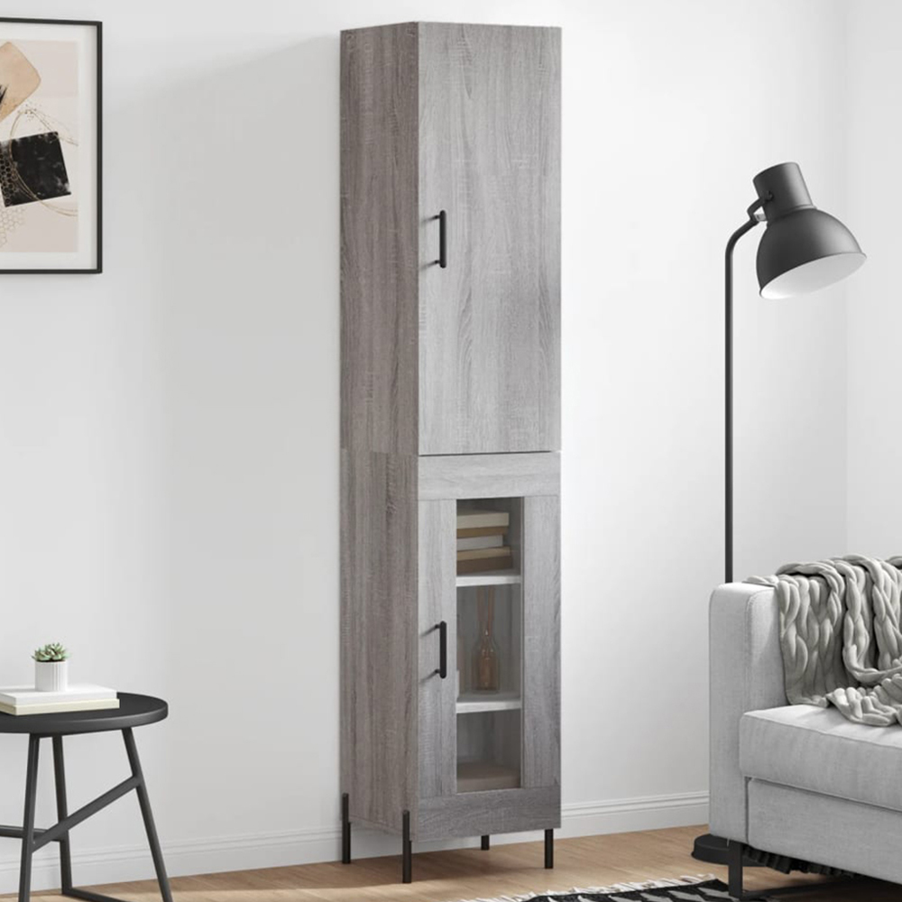 vidaXL 2 Door Grey Sonoma Wooden Highboard Image 1