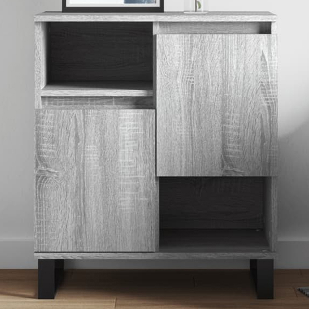 vidaXL 2 Door 2 Shelf Grey Sonoma Wooden Sideboard Image 1