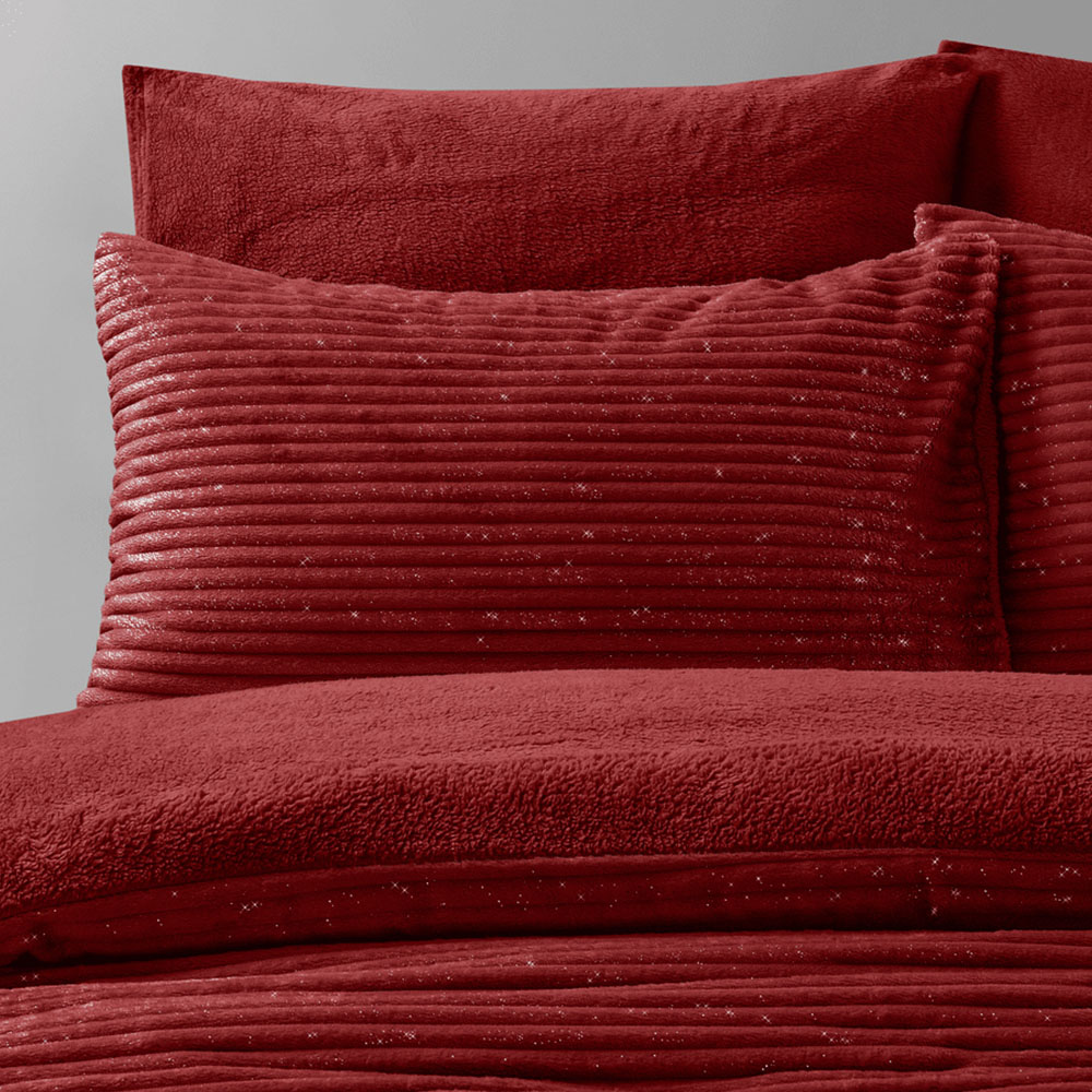 Velosso King Size Red Glitter Cord Duvet Set Image 2
