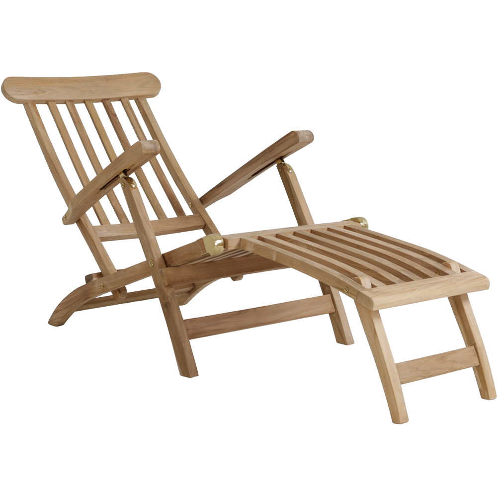 Charles Bentley Teak Steamer Sun Lounger Image 2