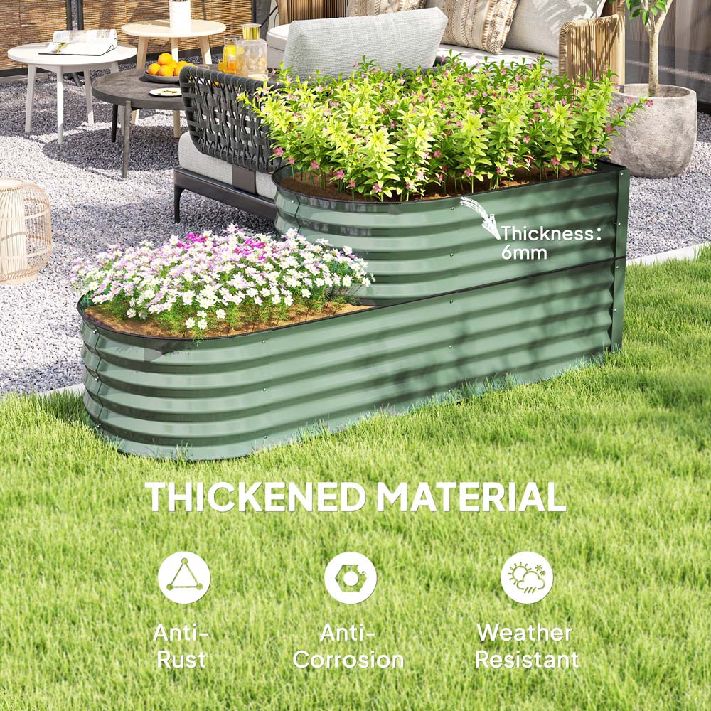 Outsunny 2 Tier Light Green Galvanised Raised Garden Bed Image 6