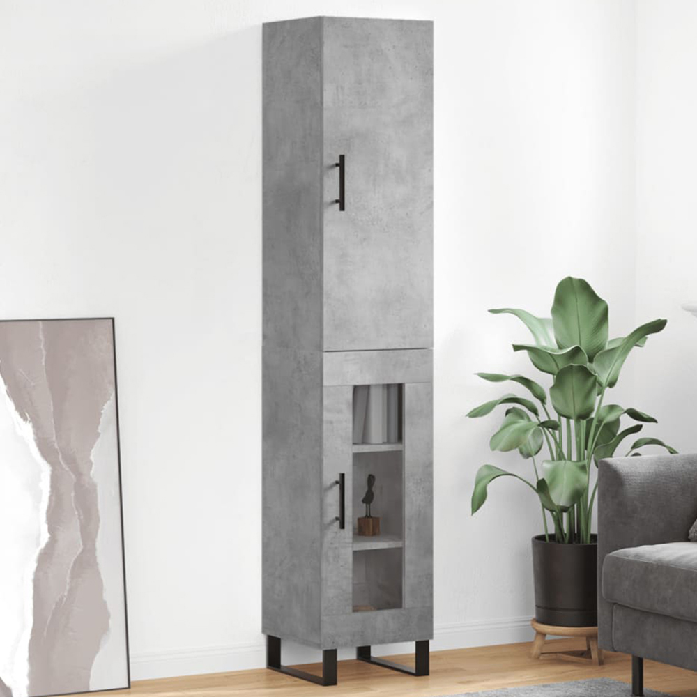 vidaXL 2 Door Concrete Grey Wooden Highboard Image 1