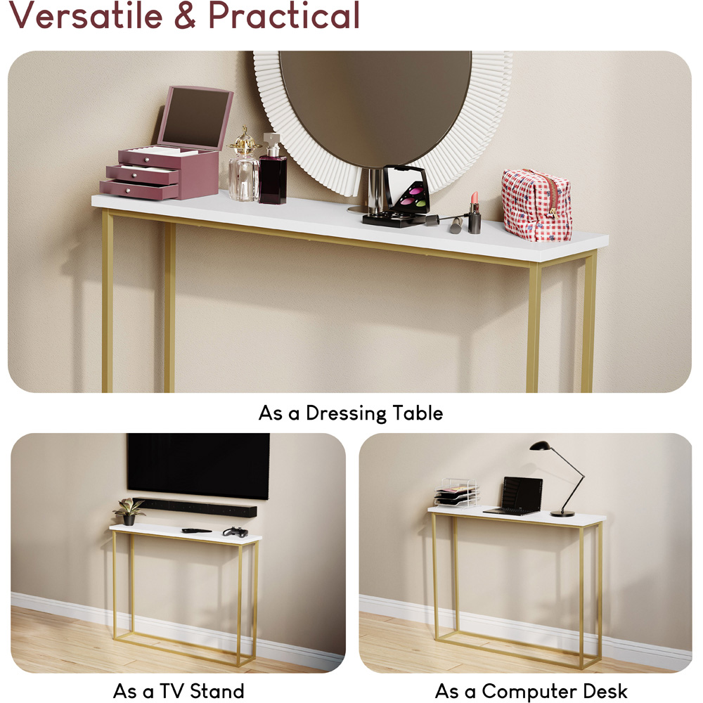 VIDA DESIGNS White and Gold Metal Leg Console Table Image 6