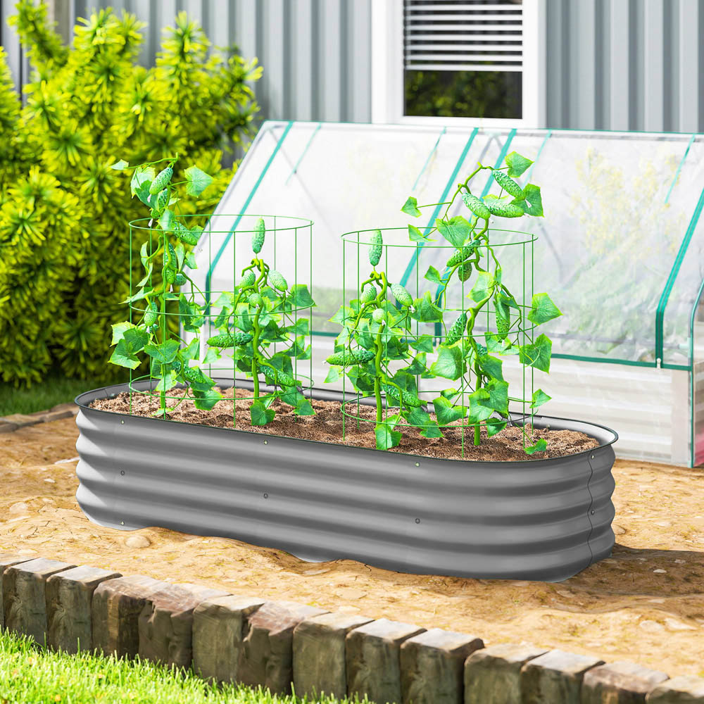 Outsunny Silver Galvanised Raised Garden Bed with Safety Edging 30 x 150 x 62cm Image 2