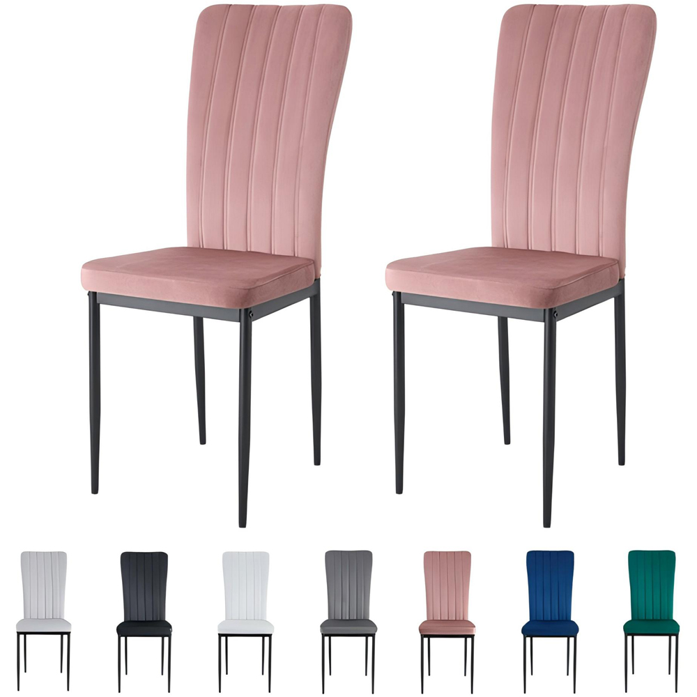 wilko Elle Set of 2 Pink Velvet Effect Plush Padded Upholstered Dining Chair Image 8
