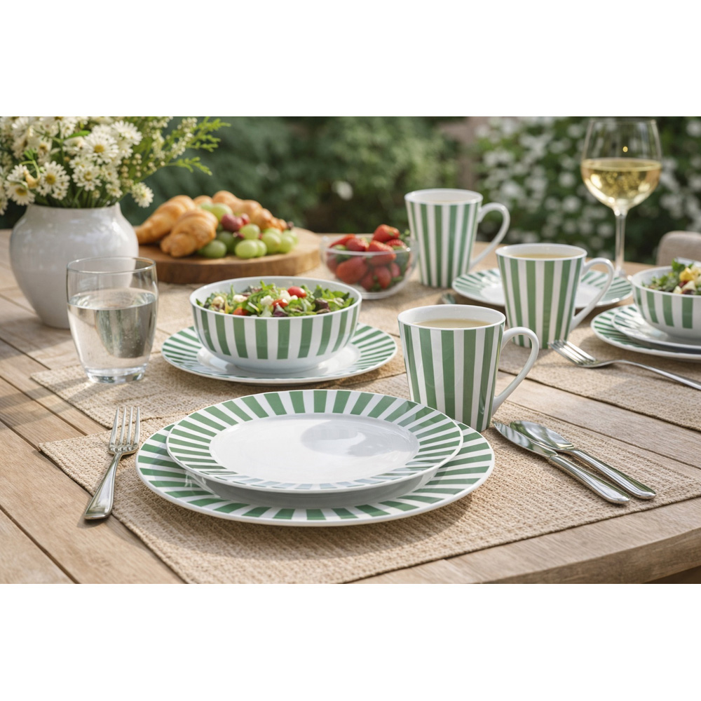 Waterside Green Stripe 16 Piece Dinner Set Image 5