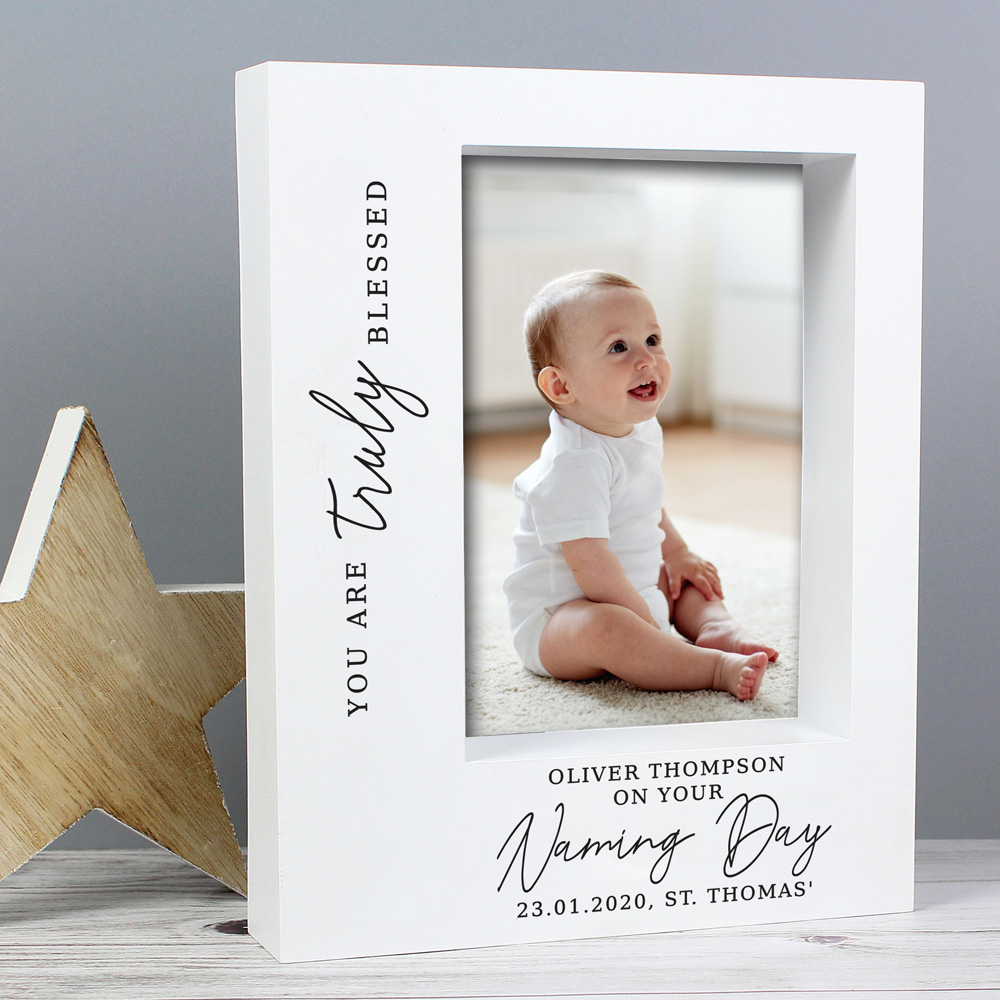 Personalised Memento Personalised 'Truly Blessed' Naming Day Box Photo Frame5 x 7 inch Image 2