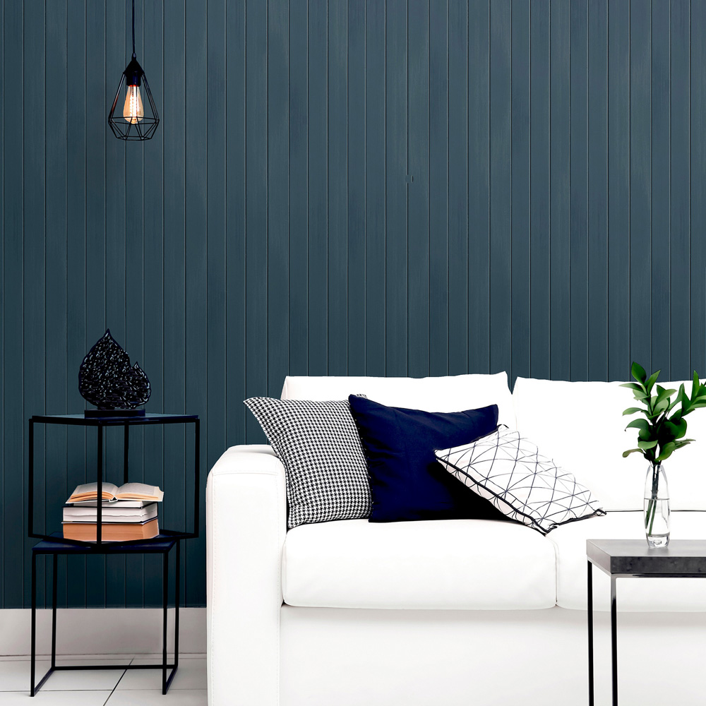 Arthouse Flat Wooden Plank Blue Wallpaper Image 4