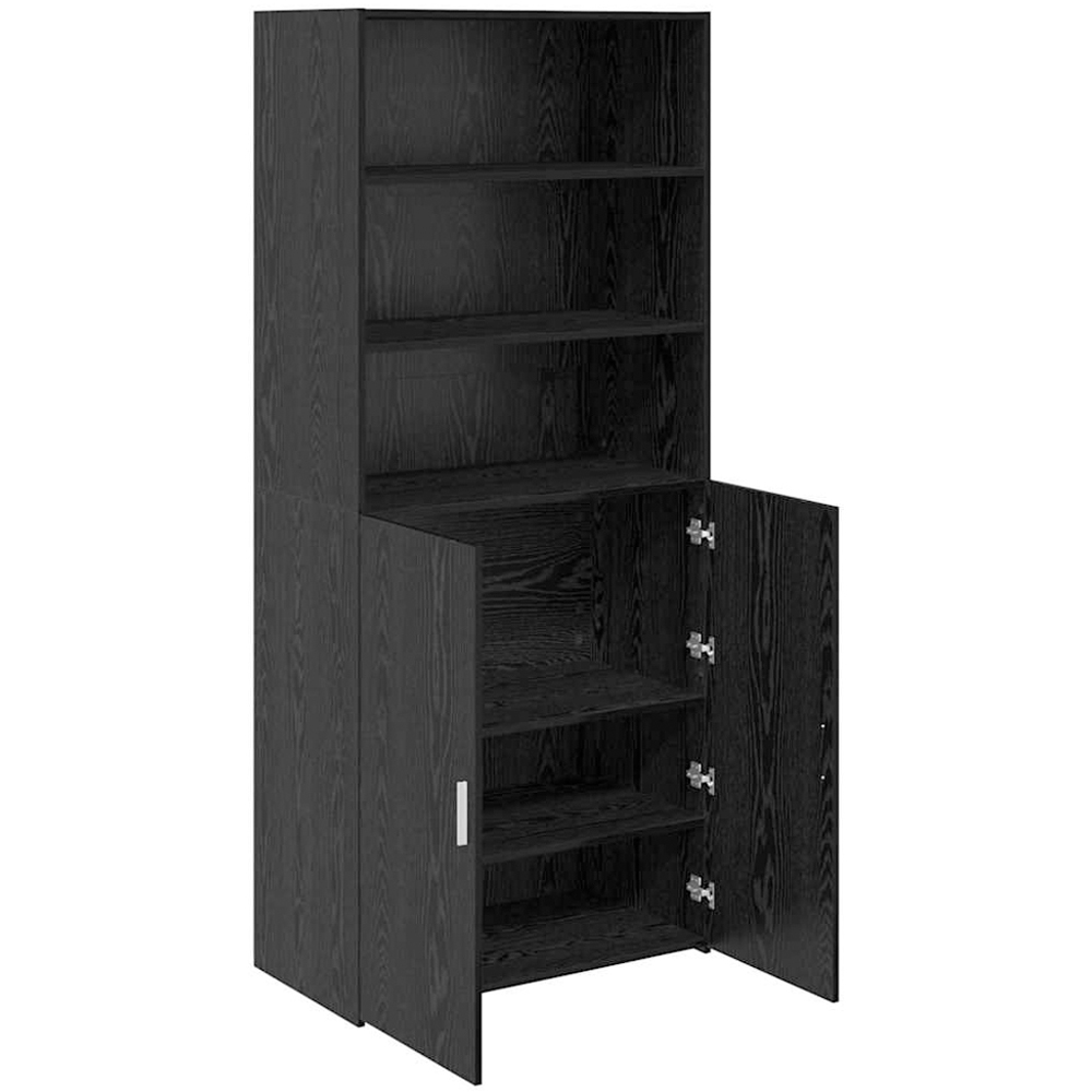 vidaXL 2 Door 2 Shelf Black Oak Sideboard Image 5