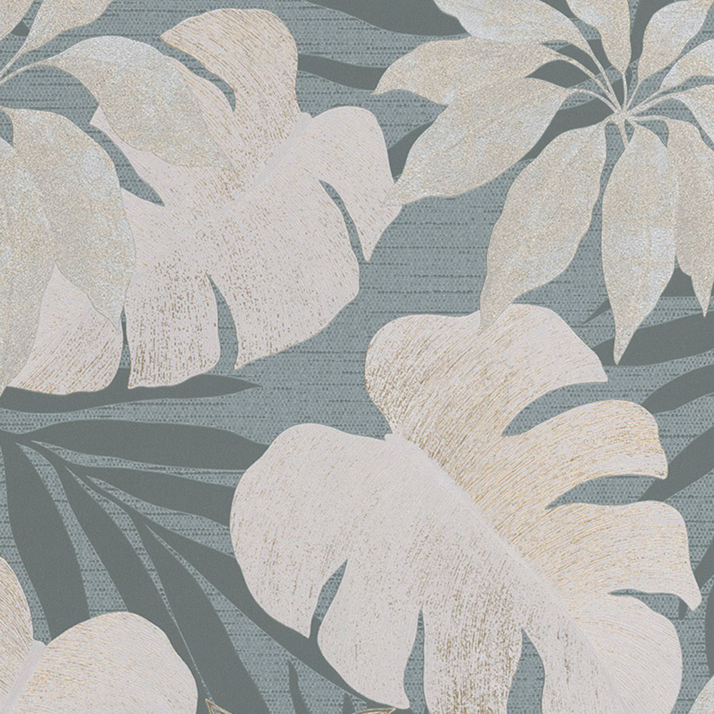 Galerie Avalon Tropical Leaf Light Beige and Gold Wallpaper Image 1