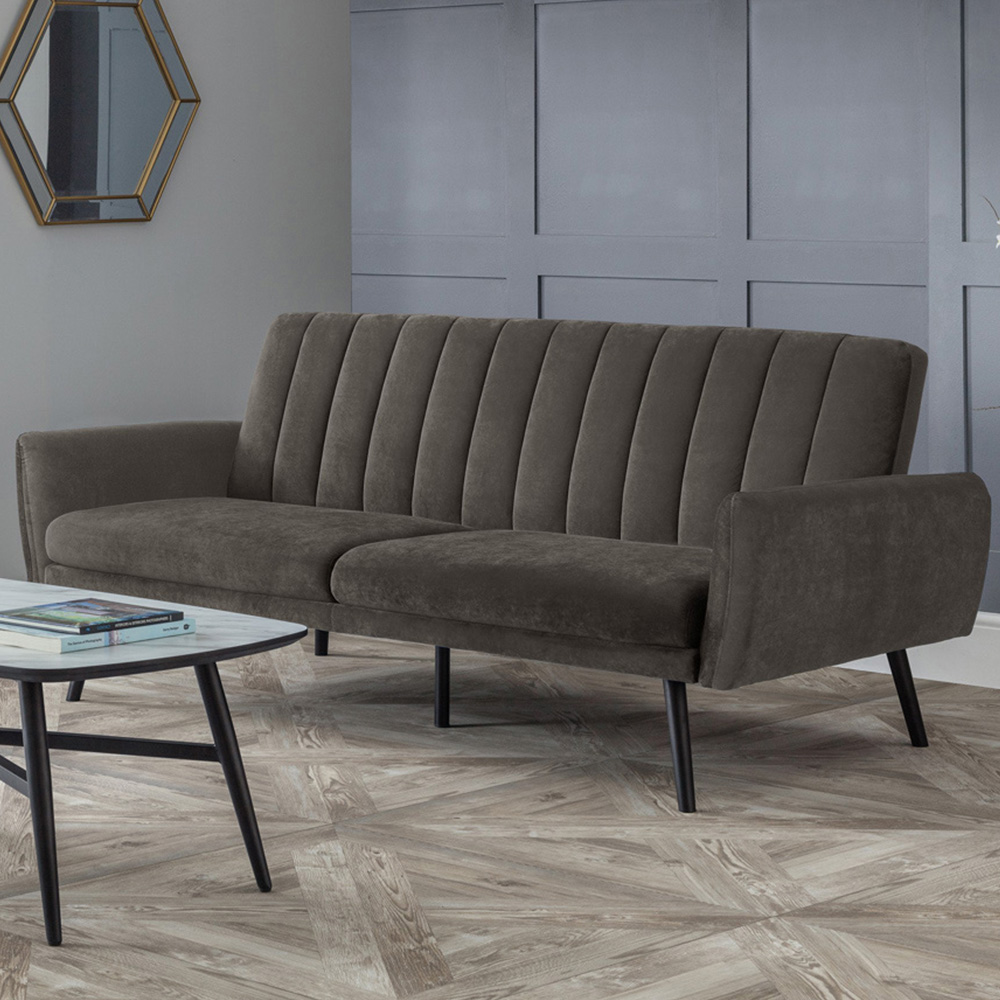 Julian Bowen Afina 2 Seater Grey Velvet Sofa Bed Image 1