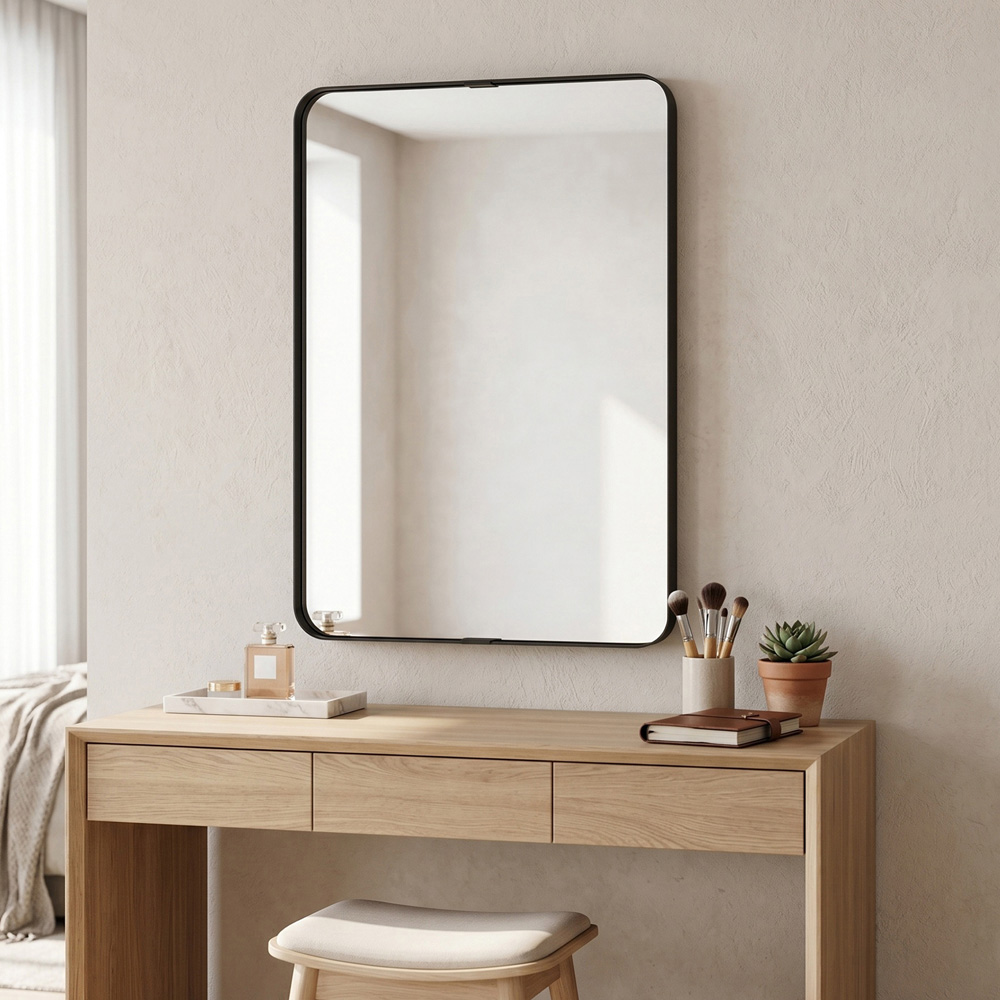 HOMCOM Black Wall Mounted Rectangular Wall Mirror 90 x 60cm Image 3