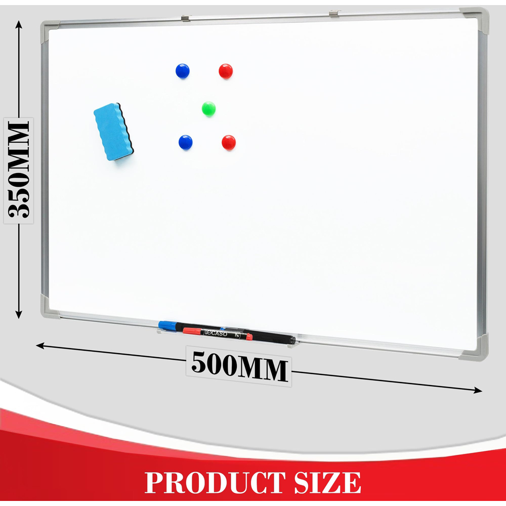 ATEK Magnetic Dry Wipe Wall Mounted Whiteboard with 3 Marker 5 Magnet and Eraser 500 x 350mm Image 7