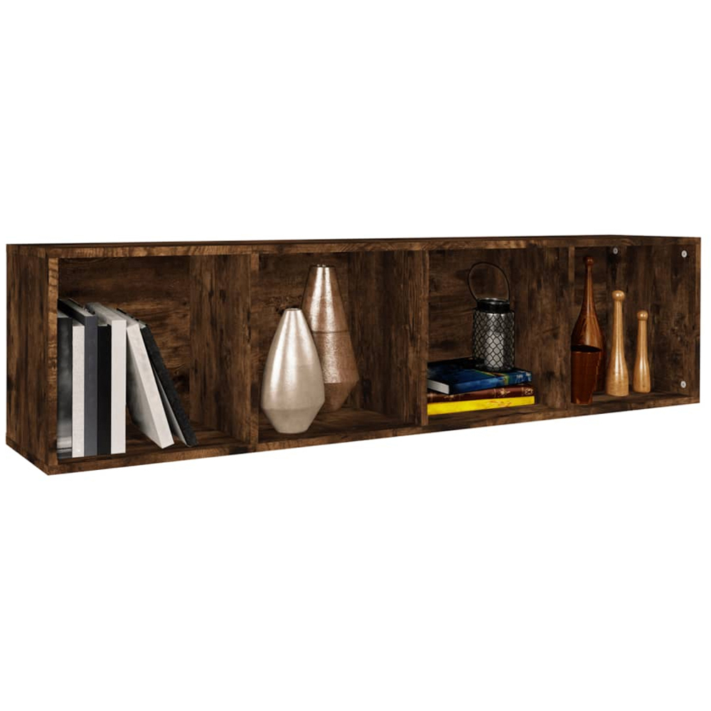 vidaXL 4 Shelf Smoked Oak Bookcase Image 4
