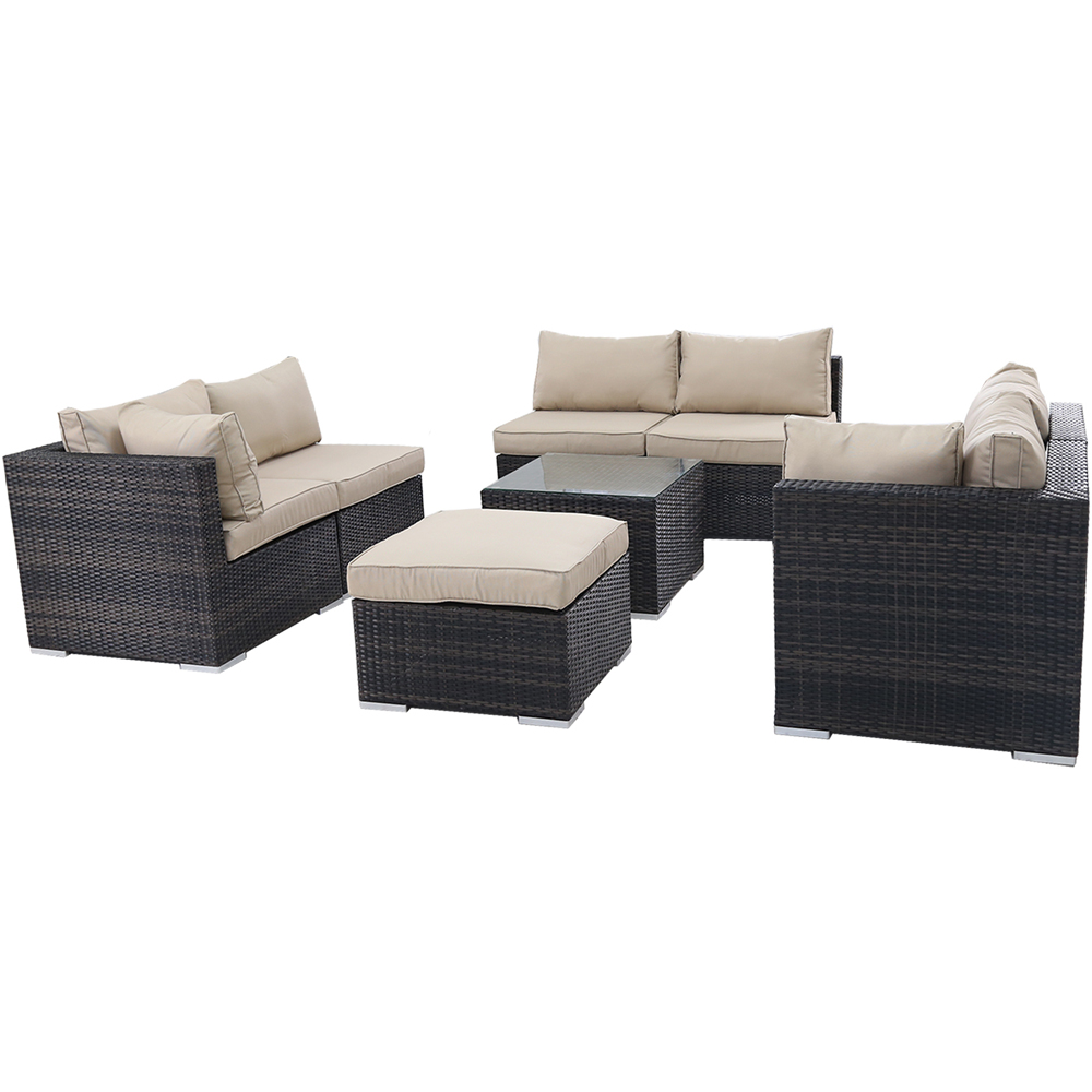 Furniture One 7 Seater Brown Patio Corner Sofa Set Image 5