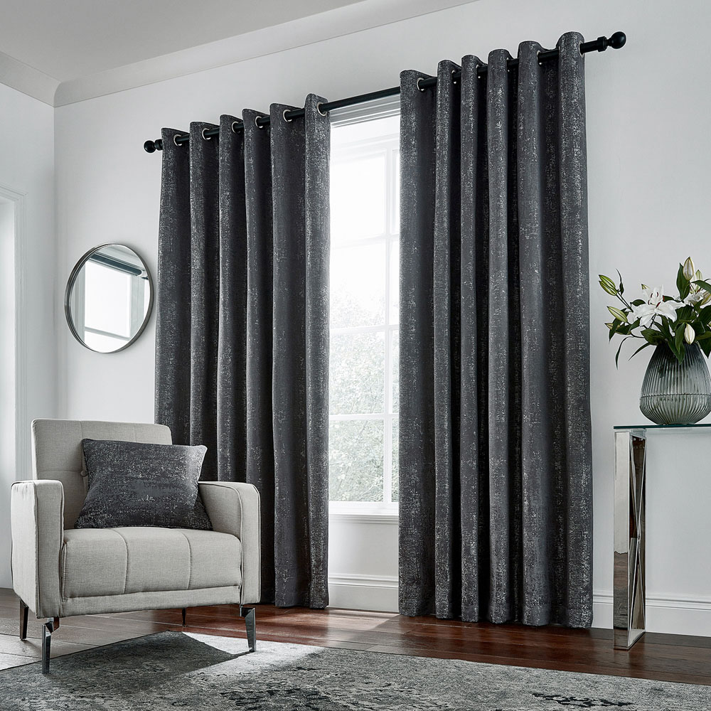Helena Springfield Roma Lined Gunmetal Eyelet Curtains 228 x 228cm Image 4