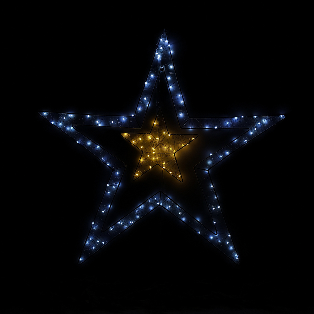 Samuel Alexander Warm and Cool White Double Star LED Christmas Decoration 80cm Image 4