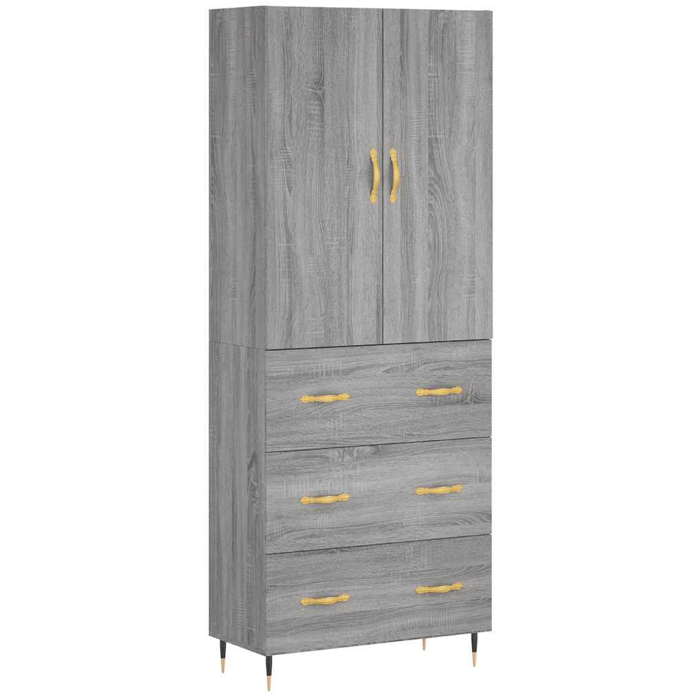 vidaXL 2 Door 3 Drawer Grey Sonoma Tall Highboard Image 2