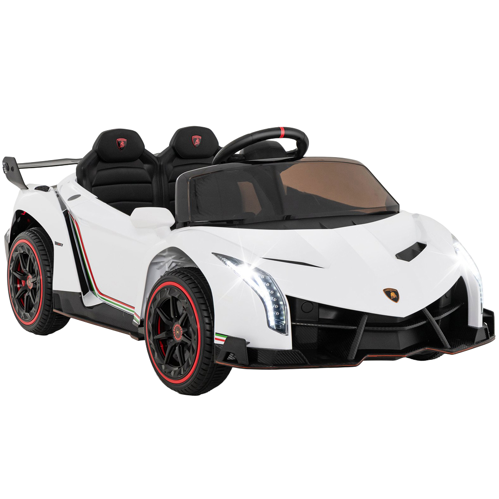 Costway Kids White Lamborghini 4WD Ride On Sports Car with Taillight 12V Image 1
