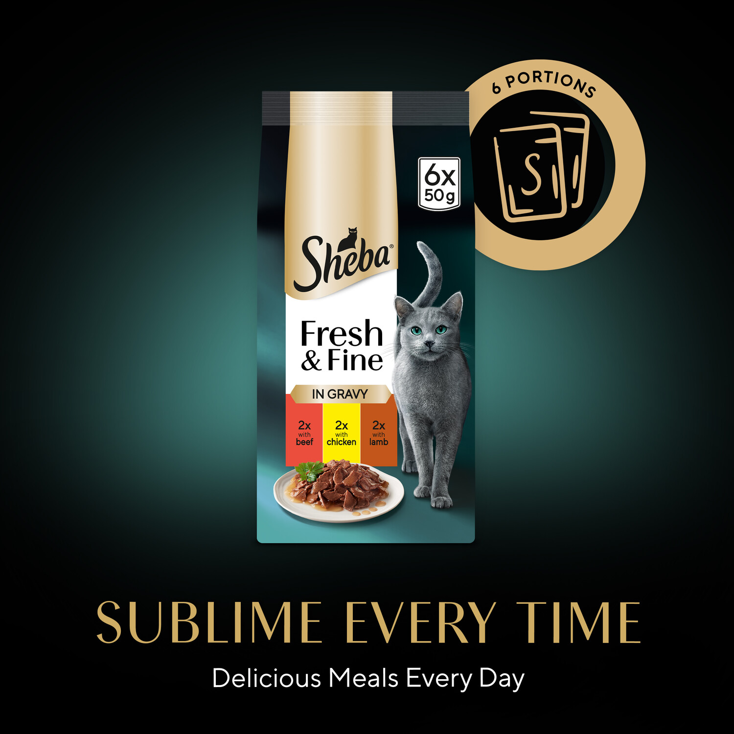 Sheba Fresh and Fine Wet Cat Food - Brown / Beef, Chicken and Lamb Image 6