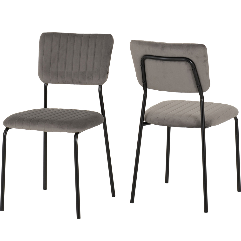 Seconique Sheldon Velvet Fabric 4 Seater Round Dining Set Black and Grey Image 4