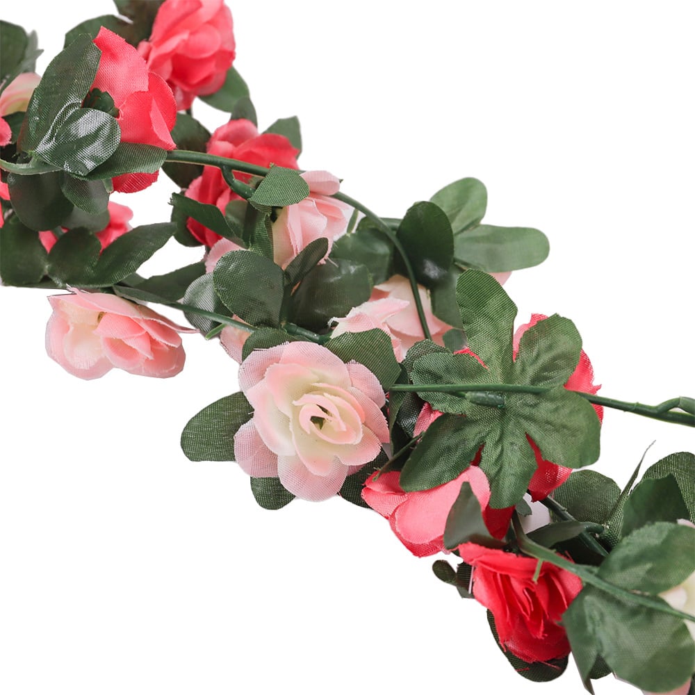 Living and Home Pink and Green Silk Peony Artificial Hanging Vine Garland 250cm Image 3