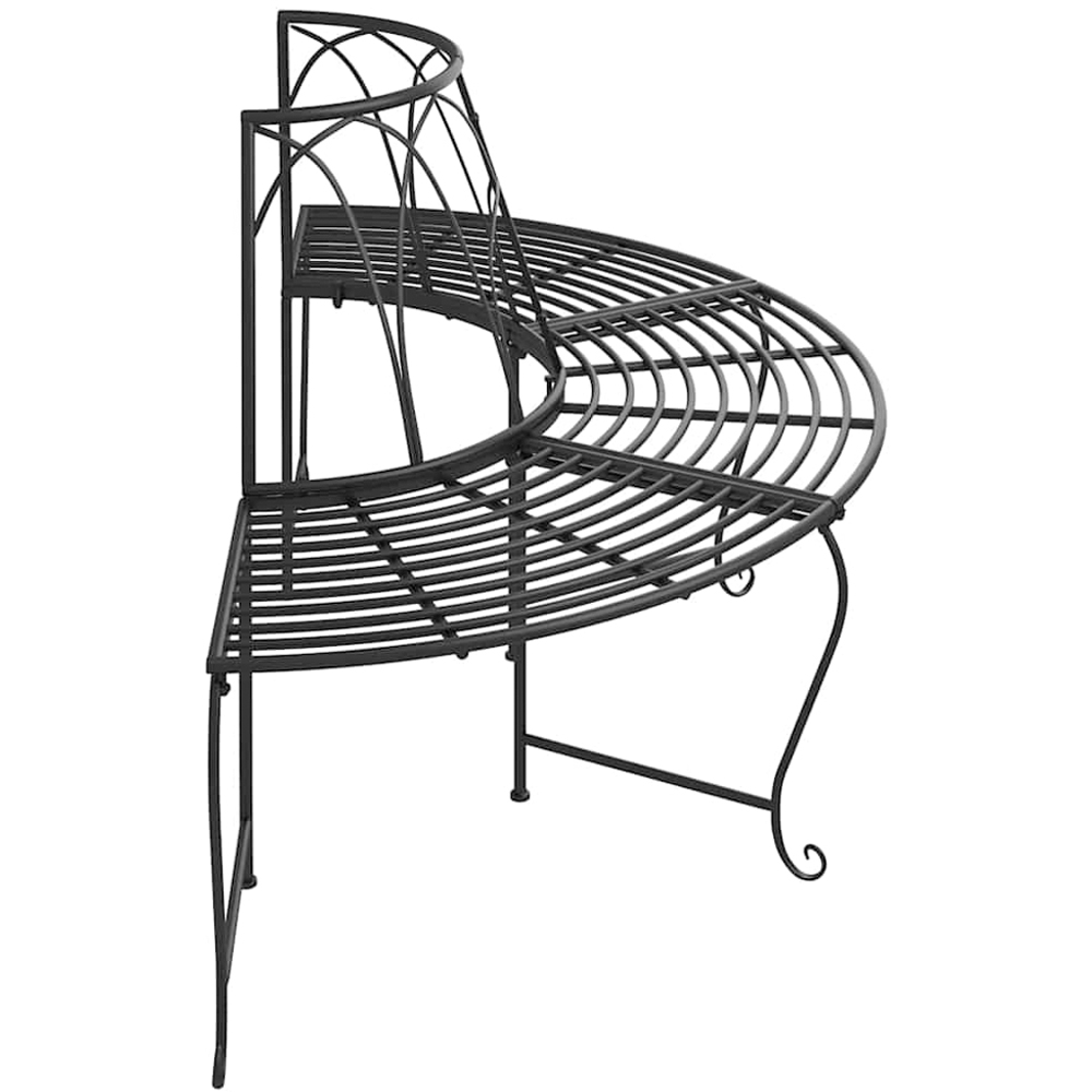 vidaXL 2 Piece Black Metal Decorative Half Round Circular Tree Bench Image 4