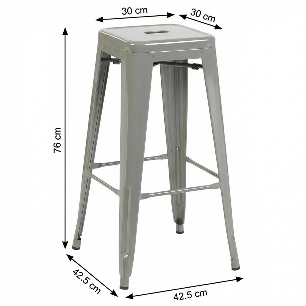 FWStyle Silver Gloss Metal Bar Stool 4 Pack Image 6